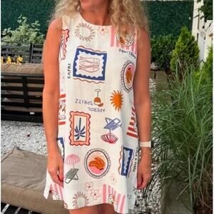 Paper Heart Viral Aperol Spritz Linen Blend Mini Dress